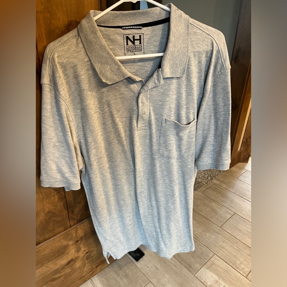 North Hudson Performance Grqy 3/4 button polo tshirt